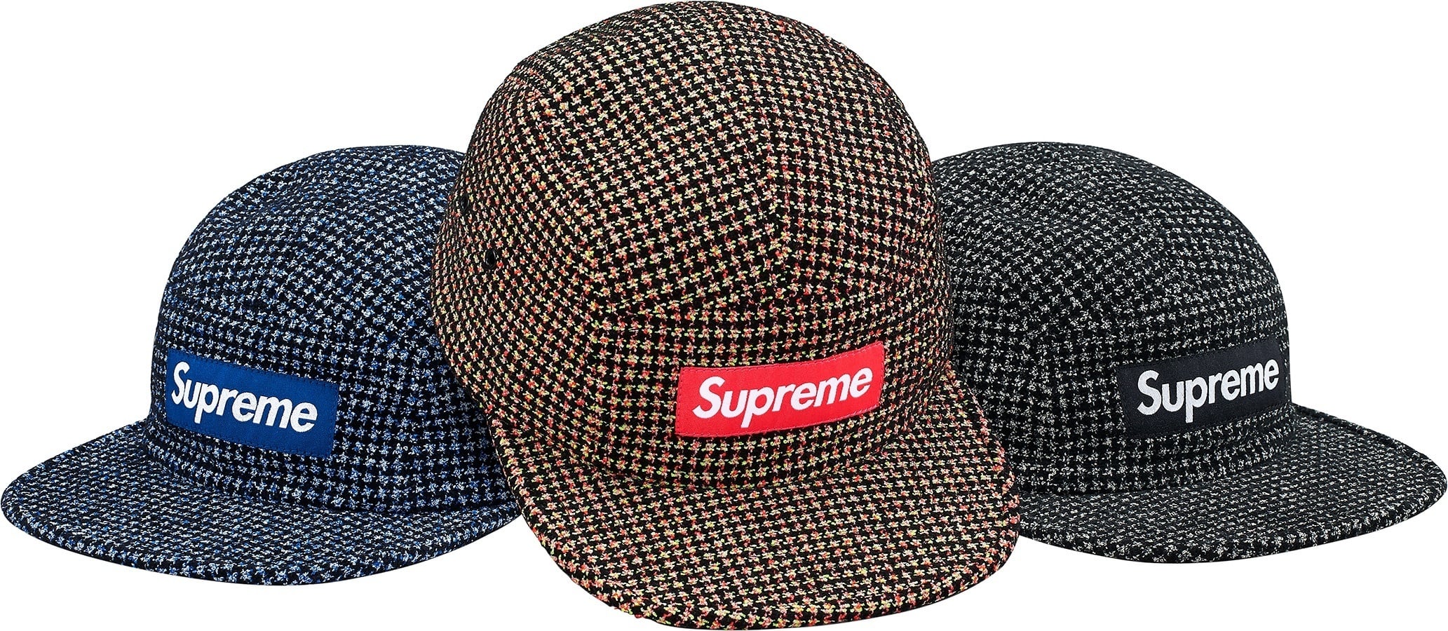 Bouclé Houndstooth Camp Cap